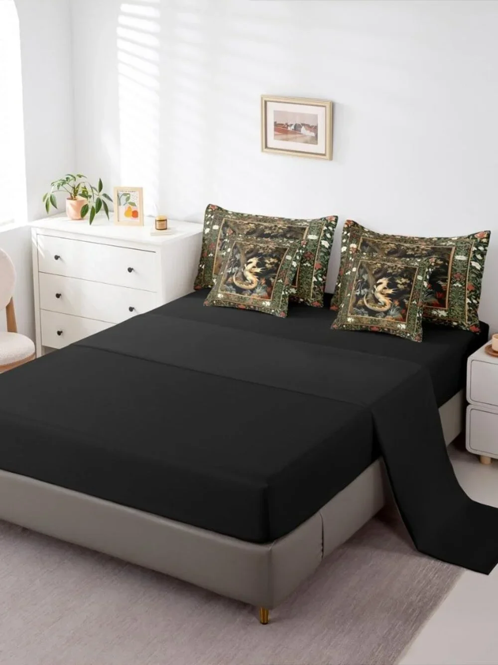 Western Dragon Comforter Country Style Flowers Leaves Bedding Set Twin Size 7 Pc